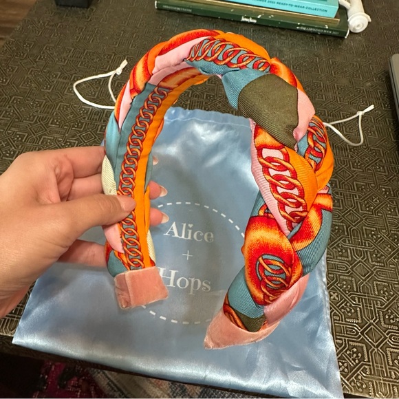 Hermes Orange, Blue, and Pink Braided Headband made by Alice + Hops - Picture 1 of 9